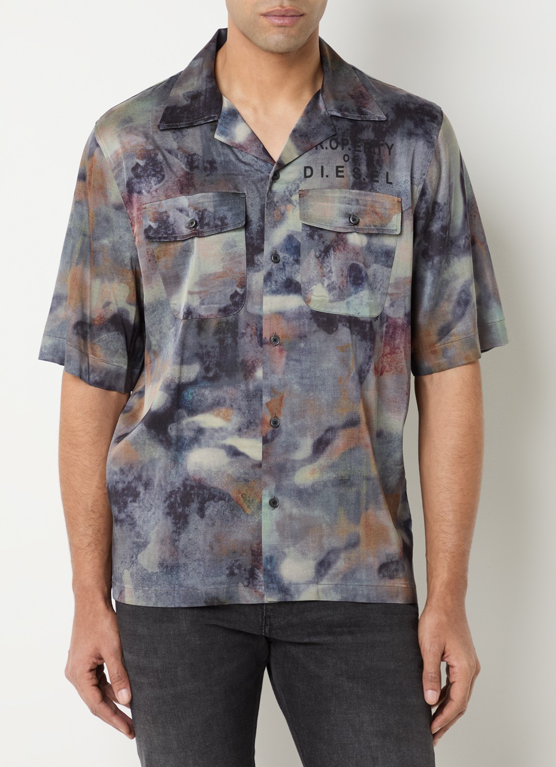 Diesel S-Brack-DMBN overhemd met print - detail donkerblauw