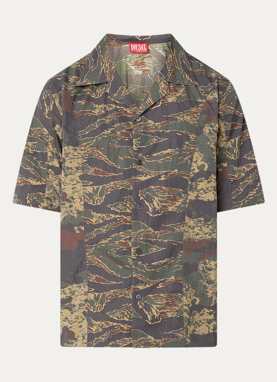 Diesel S-Brack regular fit overhemd met camouflageprint - voorkant 2 olijfgroen