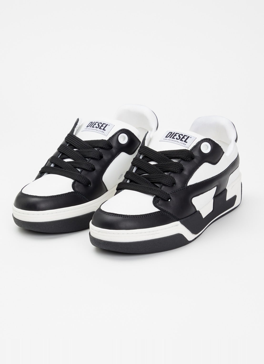 Diesel S-D-Ollie sneaker van leer met logo - detail 3 zwart