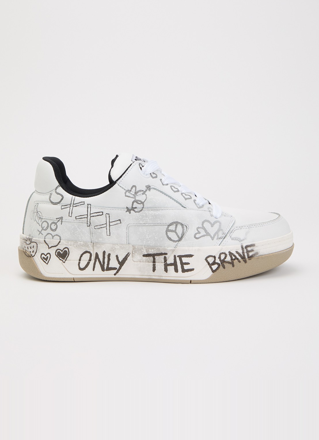 Diesel S-D-Ollie sneaker van leer met print - voorkant 5 wit