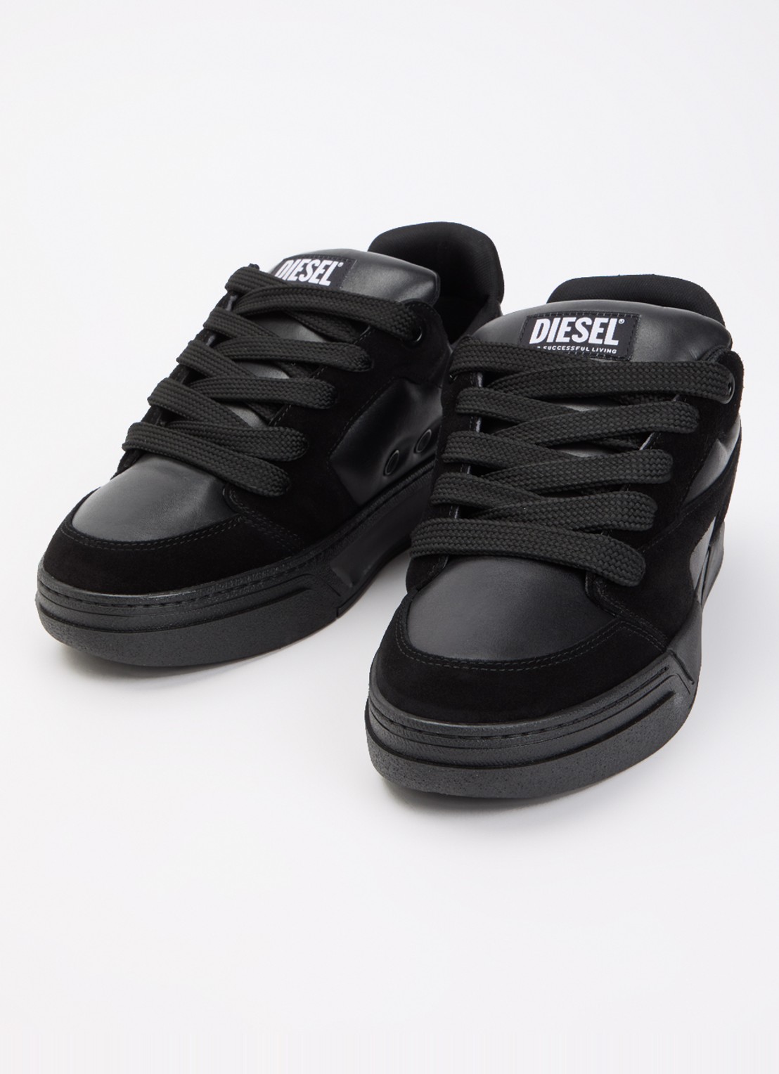 Diesel S-D-Ollie sneaker van leer met suède details - detail zwart