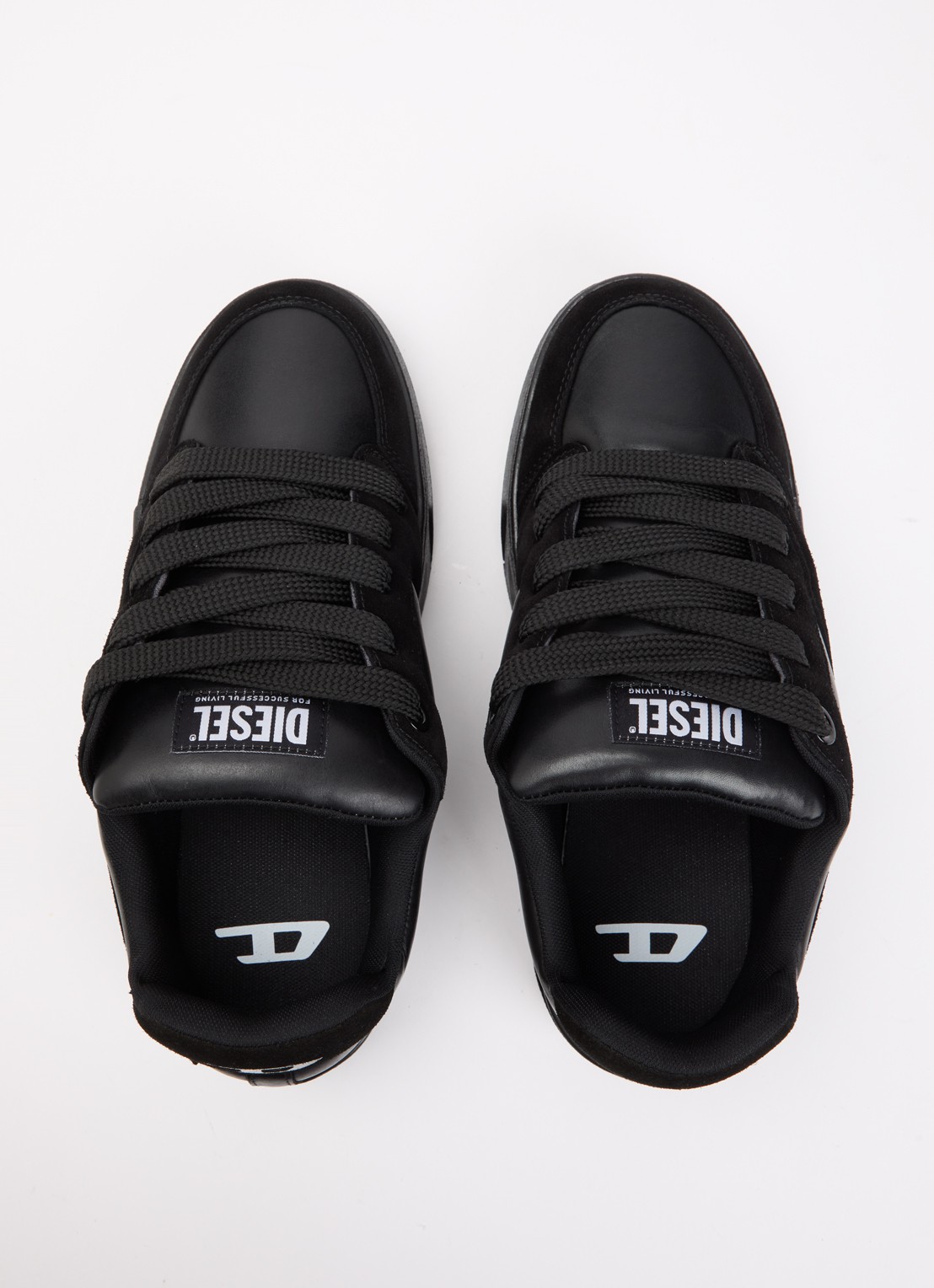 Diesel S-D-Ollie sneaker van leer met suède details - detail 2 zwart