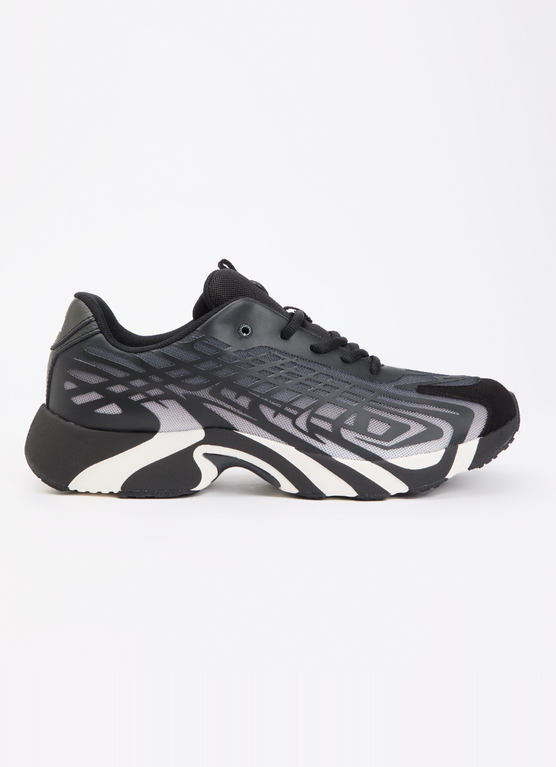Diesel S-D-Vit's 500 Low sneaker met mesh details - voorkant zwart