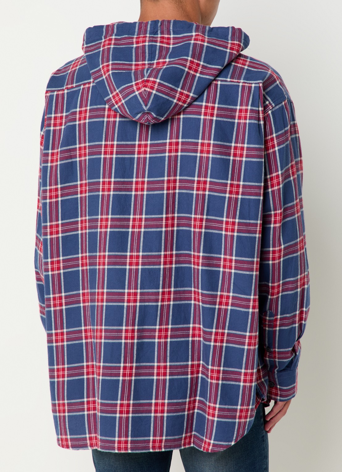Diesel S-Dewny overhemd met capuchon en ruitdessin  - achterkant 4 donkerblauw
