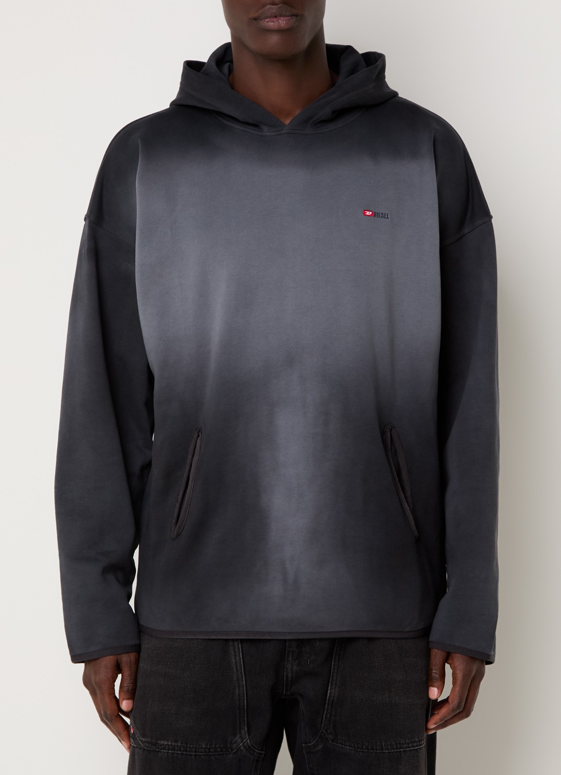 Diesel S-EE-T1 hoodie met verwassen afwerking - detail 4 zwart