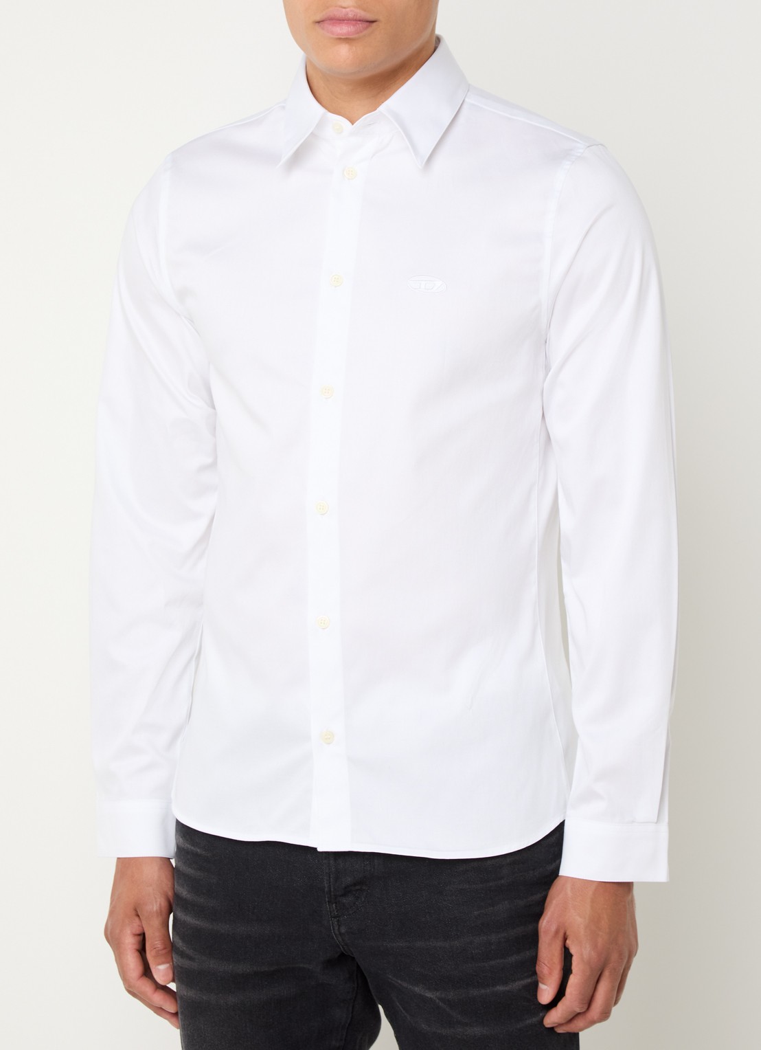Diesel S-Fitty-Qfav slim fit overhemd met logo - detail 4 wit