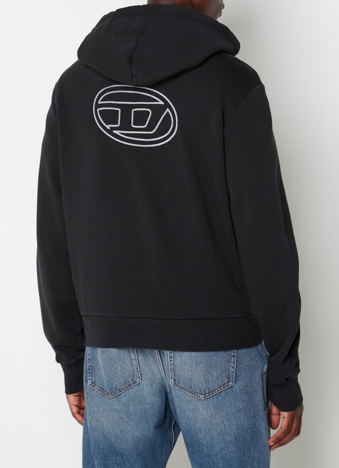 Diesel S-GINN-HOOD-ZIP-E1 sweatvest met logo- en backprint - detail 3 zwart