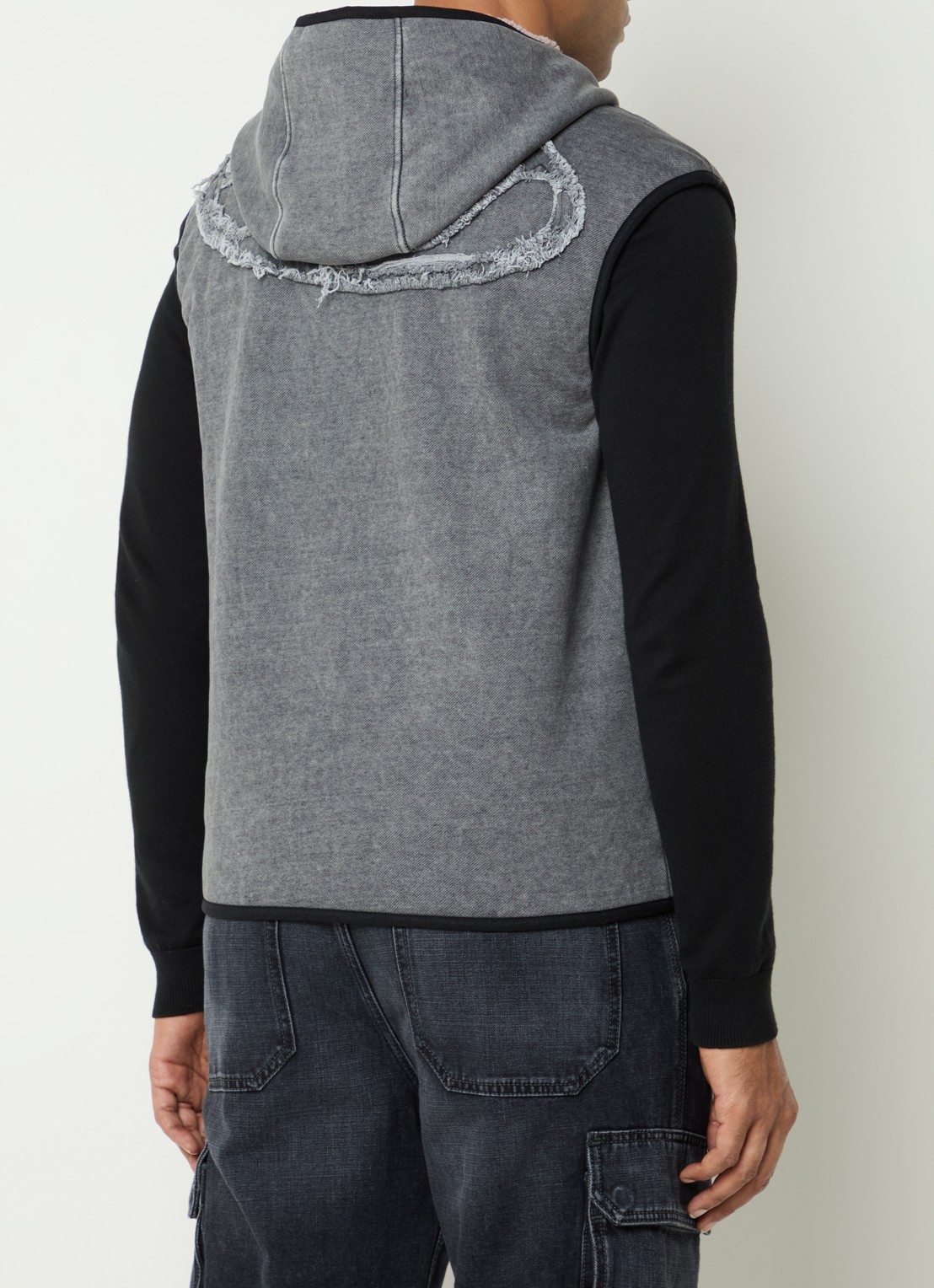 Diesel S-haky gilet met capuchon en logo - achterkant 5 grijs