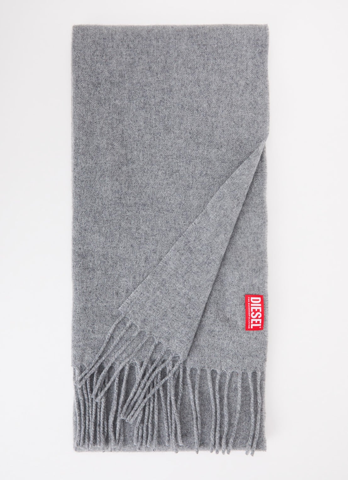 Diesel S-Imon-D-Long sjaal in wolblend 150 x 50 cm - voorkant 3 grijsmele