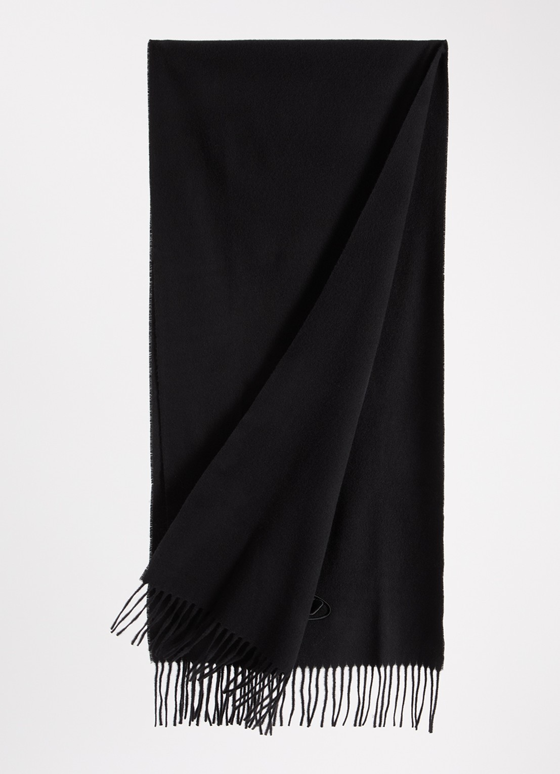 Diesel S-imon-D-Long sjaal in wolblend met logo 200 x 49 cm - detail 2 zwart