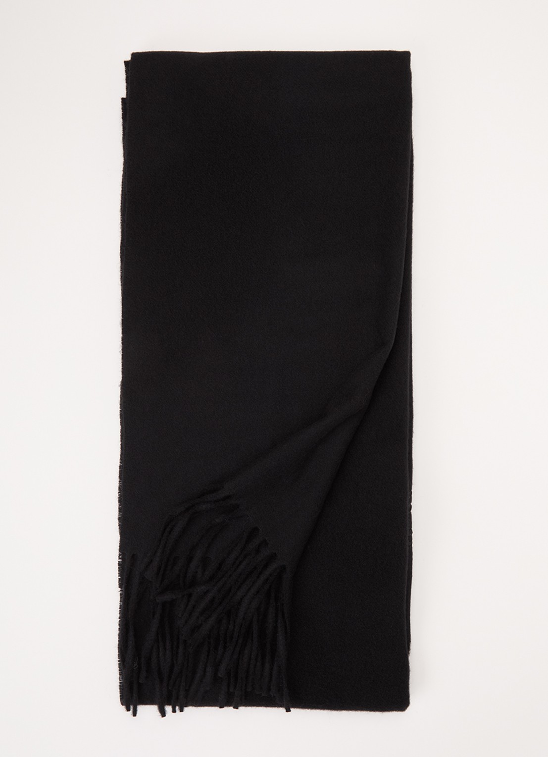 Diesel S-imon-D-Long sjaal in wolblend met logo 200 x 49 cm - voorkant zwart