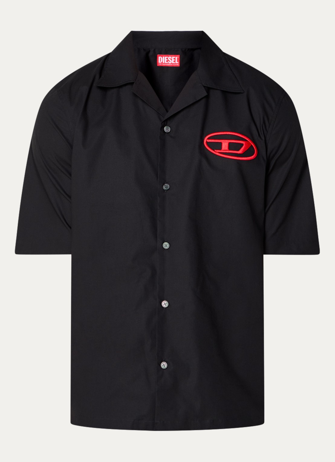 Diesel S-Mac-C regular fit overhemd met logoborduring - voorkant zwart