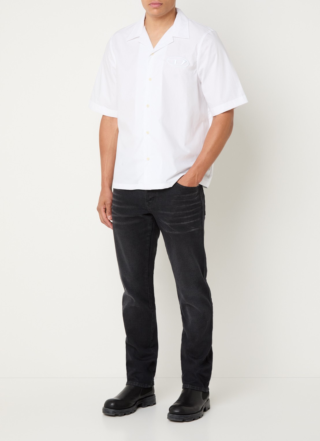 Diesel S-Mac-Pcal regular fit overhemd met logo - voorkant 3 wit