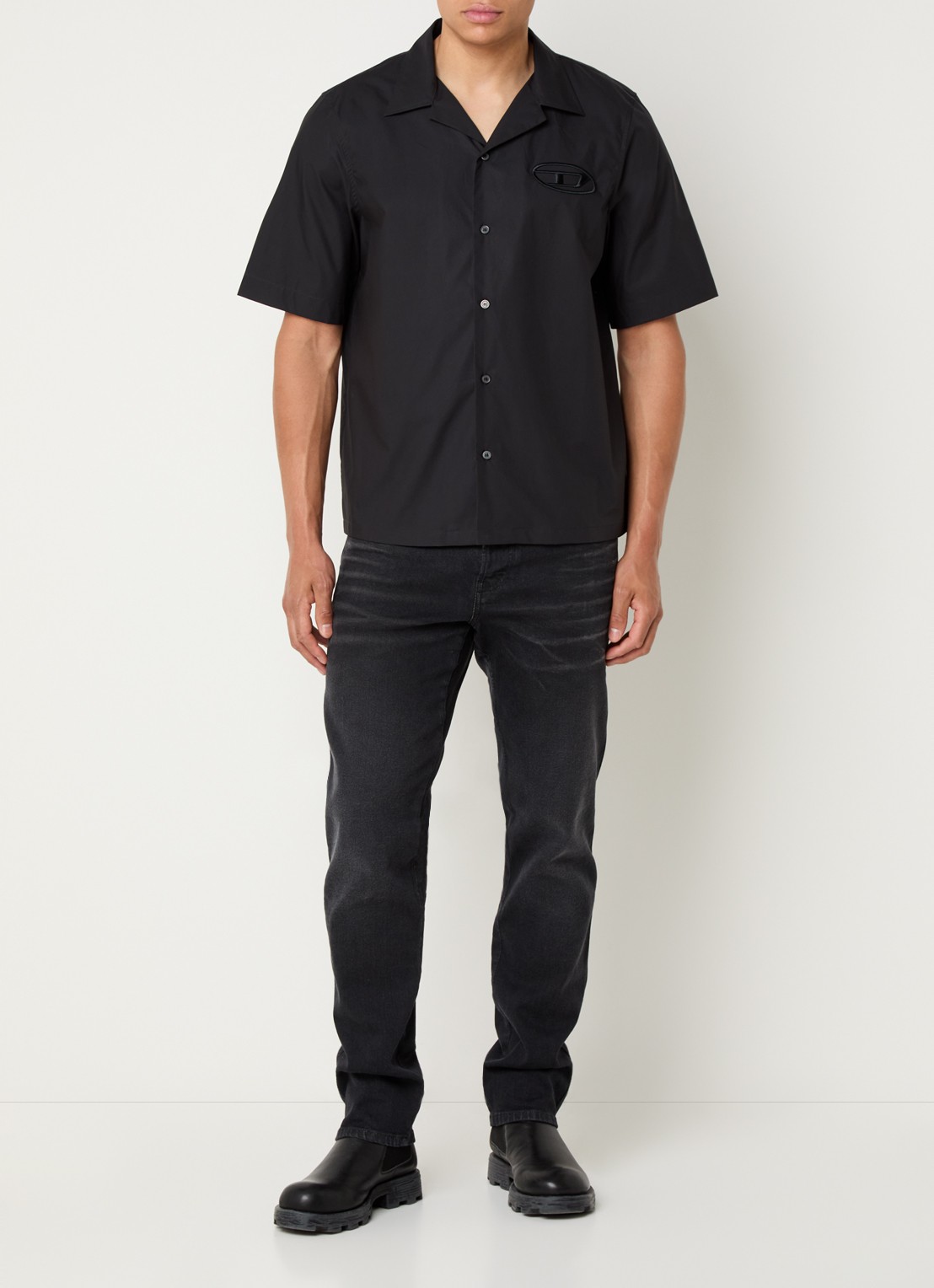 Diesel S-Mac-Pcal regular fit overhemd met logo - voorkant 2 zwart