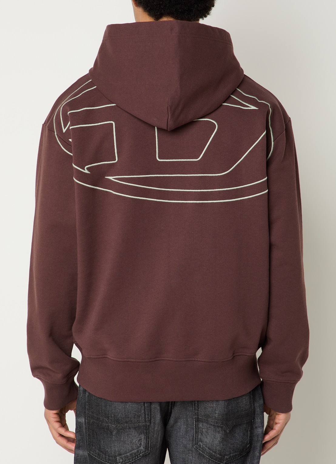Diesel S-Macs-Hood hoodie met borduring - detail 3 roodbruin