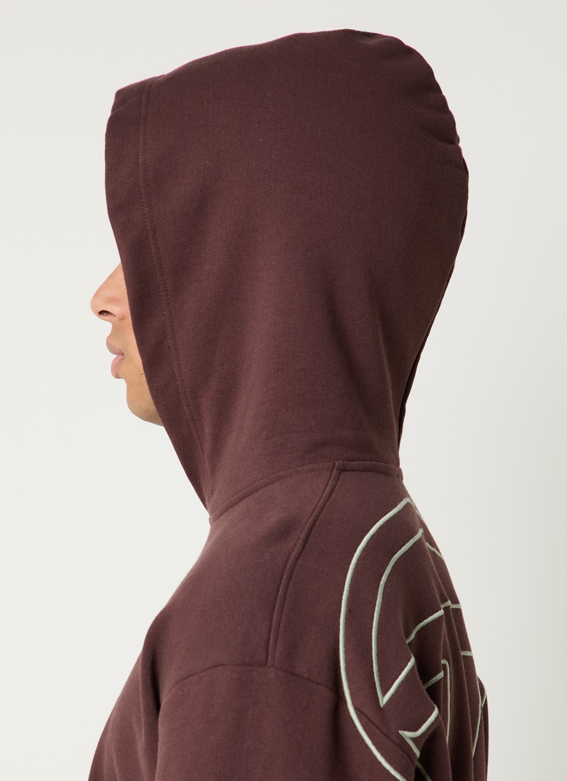 Diesel S-Macs-Hood hoodie met borduring - detail 4 roodbruin