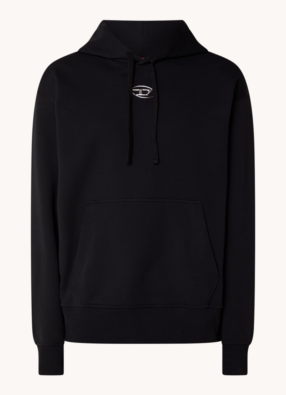 Diesel S-Macs hoodie met 3D logoprint - voorkant zwart