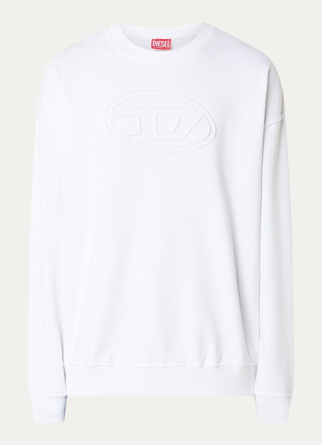 Diesel S-Mart-Bigoval sweater met 3D logoprint - voorkant 2 wit