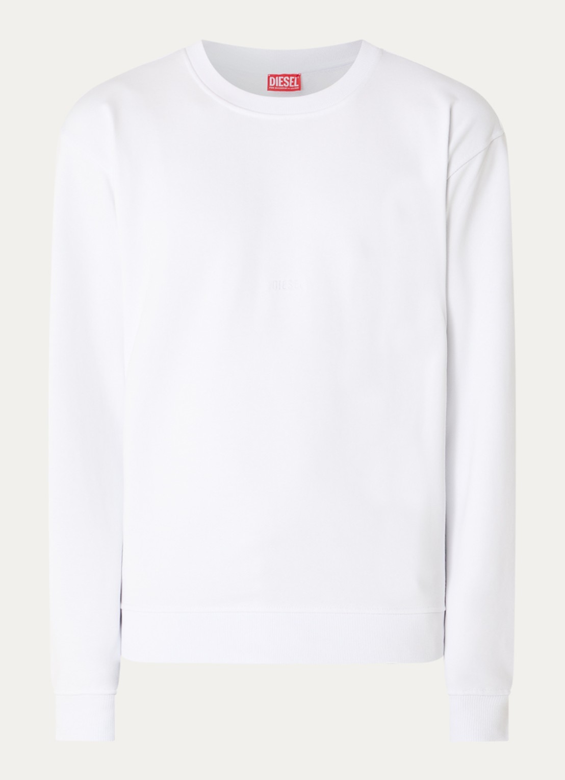 Diesel S-Norm sweater met logoborduring - voorkant 3 wit
