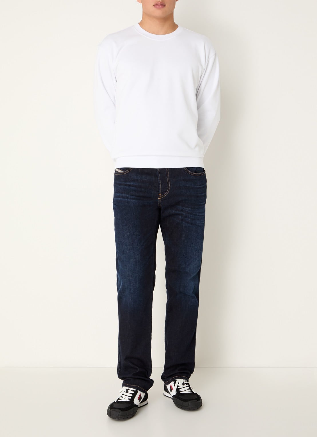 Diesel S-Norm sweater met logoborduring - voorkant 4 wit