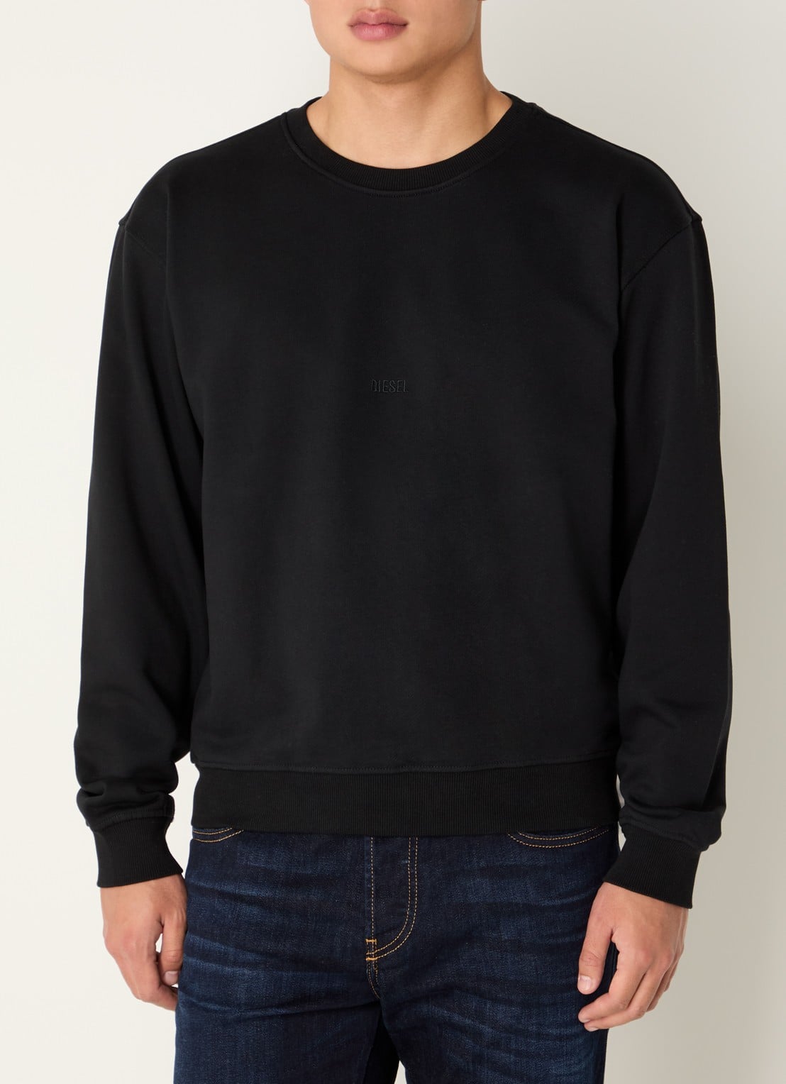 Diesel S-Norm sweater met logoborduring - detail zwart