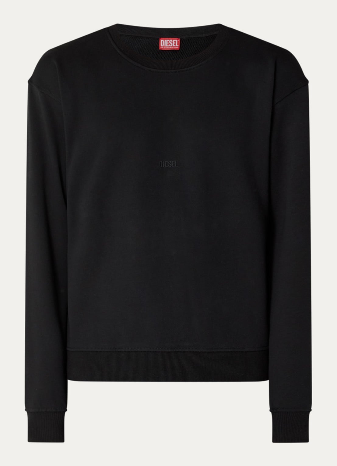 Diesel S-Norm sweater met logoborduring - voorkant 2 zwart