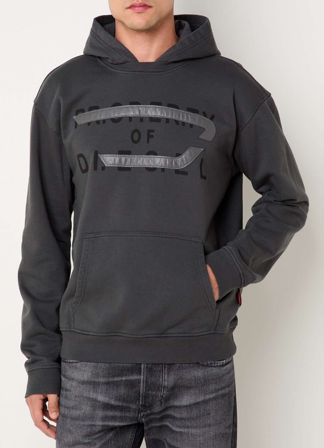 Diesel S-Norman-Hood hoodie met logo - detail 2 donkergrijs