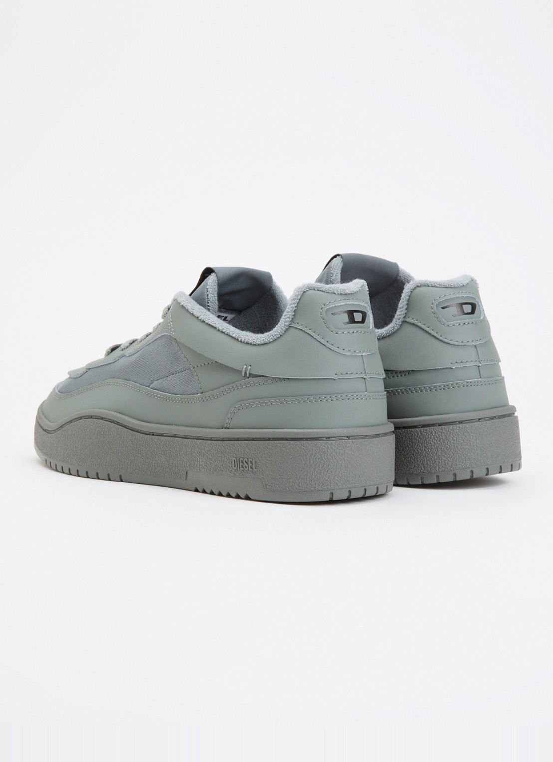 Diesel S-Oval Skate sneaker met leren details - achterkant 2 grijs
