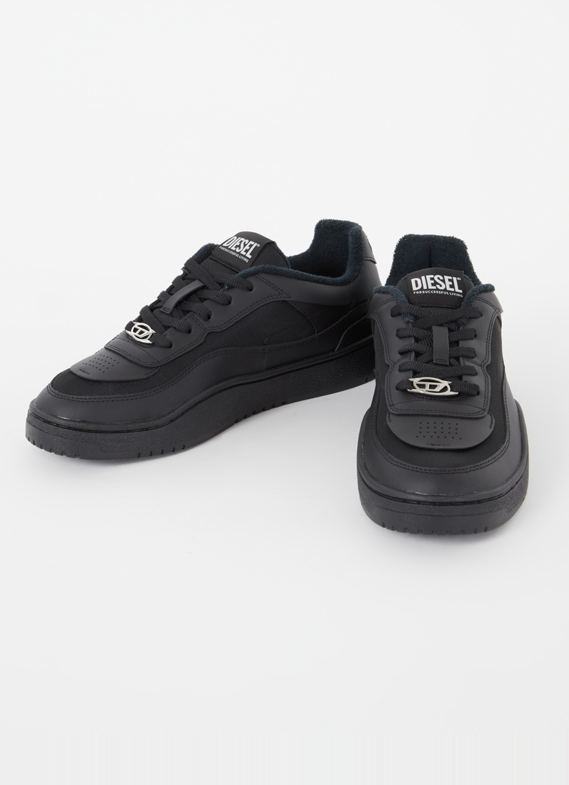 Diesel S-Oval sneaker met mesh details - detail zwart