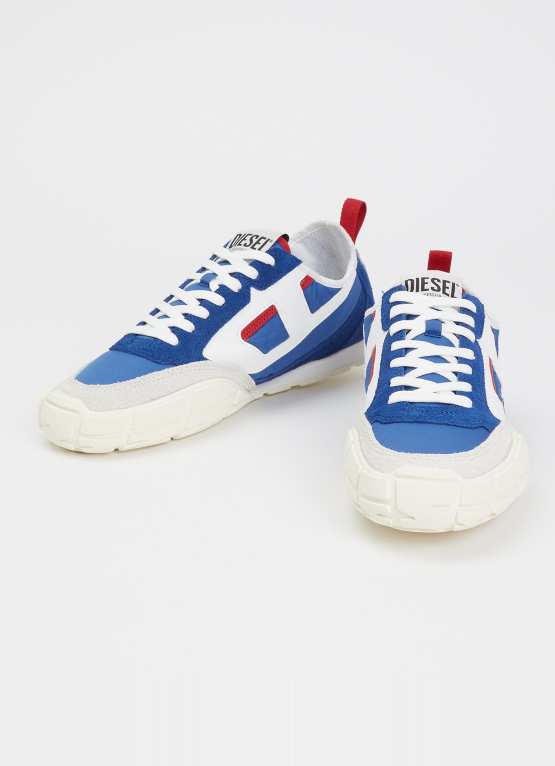 Diesel S-Pagodha Low sneaker van suède met leren details - detail 3 blauw