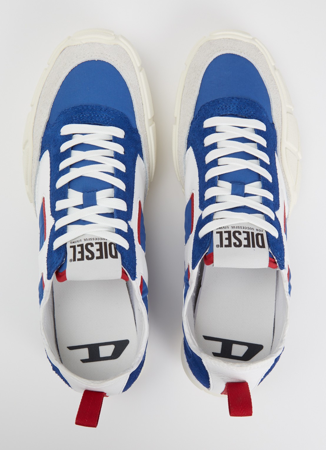 Diesel S-Pagodha Low sneaker van suède met leren details - detail 4 blauw