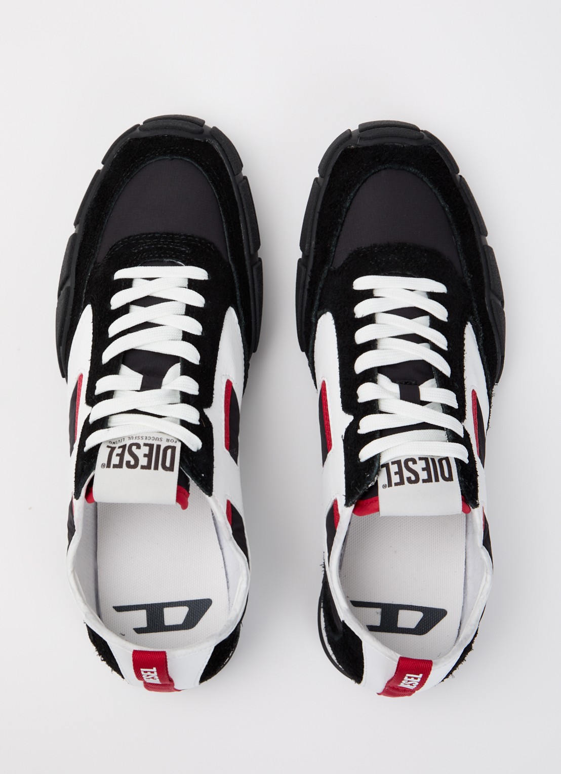 Diesel S-Pagodha Low sneaker van suède met leren details - detail 3 zwart