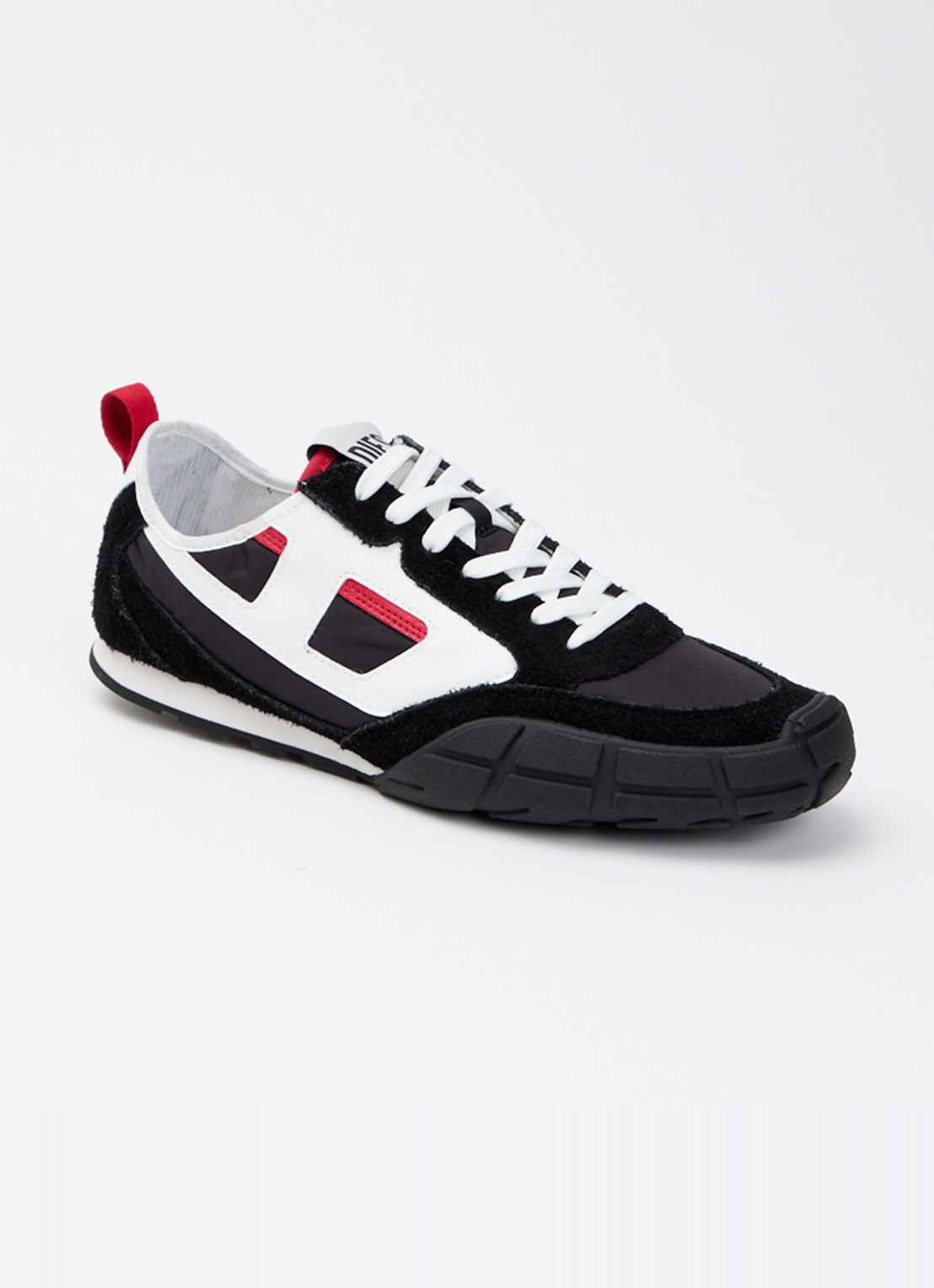 Diesel S-Pagodha Low sneaker van suède met leren details - voorkant 2 zwart