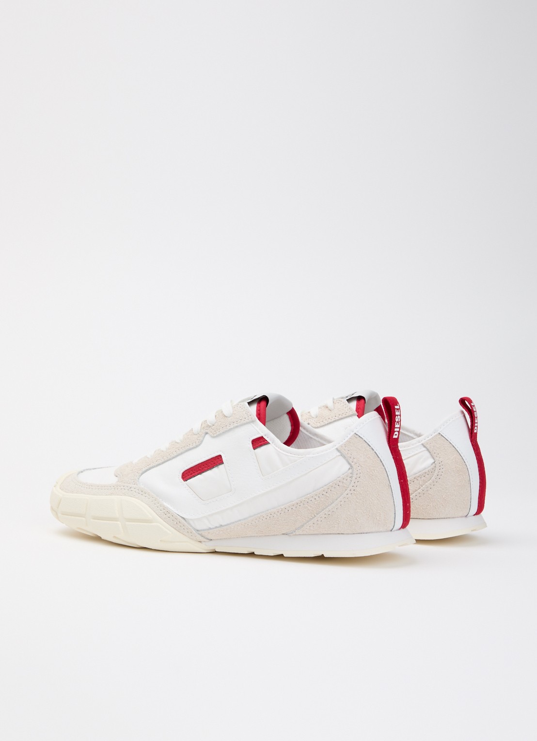 Diesel S-Pagodha Low sneaker van suède met leren details - achterkant 2 gebroken wit