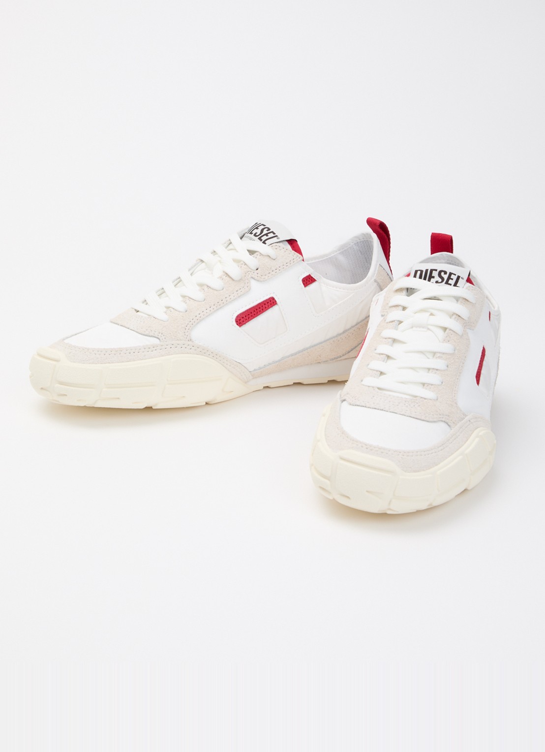Diesel S-Pagodha Low sneaker van suède met leren details - detail 3 gebroken wit