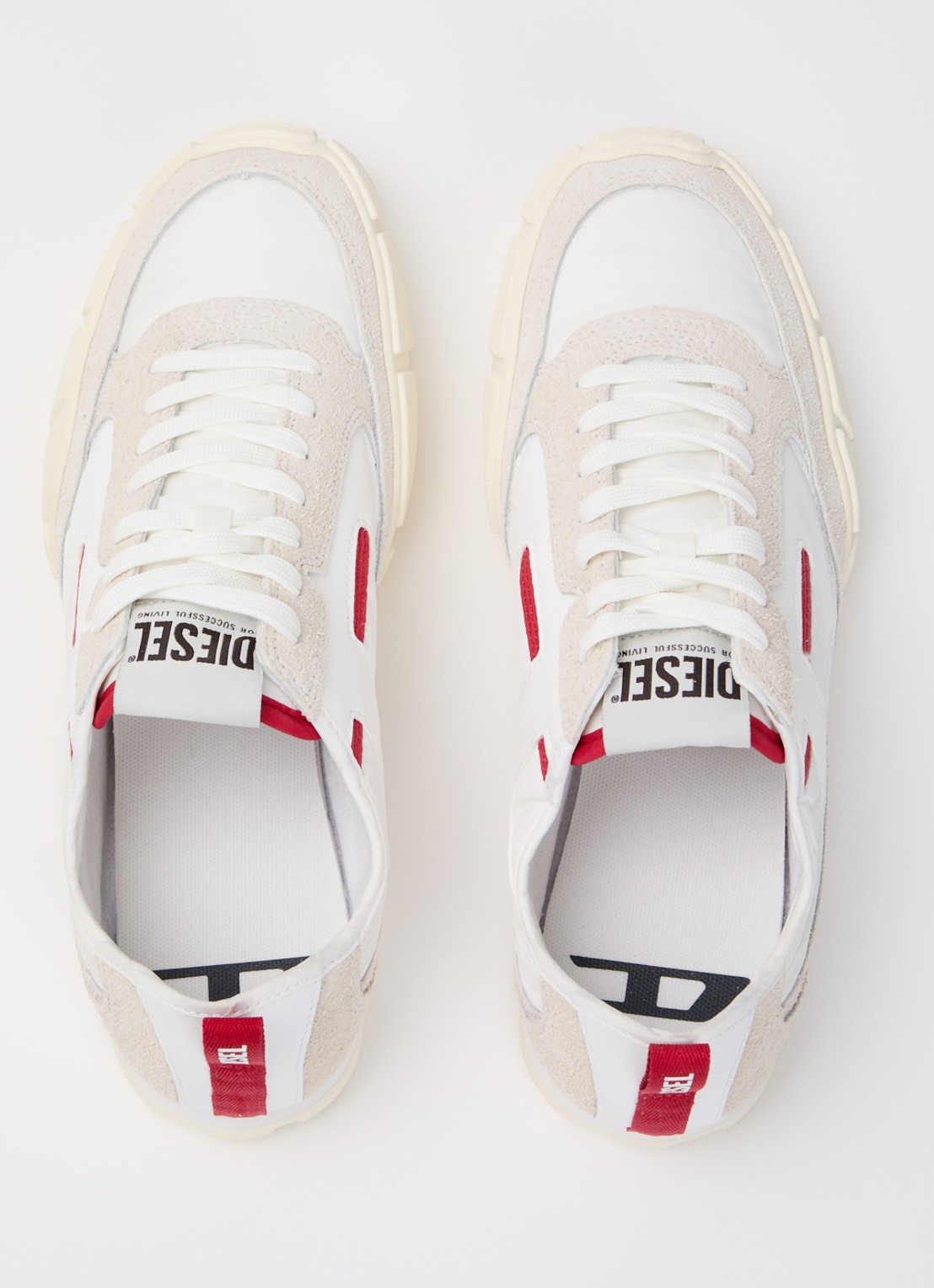 Diesel S-Pagodha Low sneaker van suède met leren details - detail 4 gebroken wit