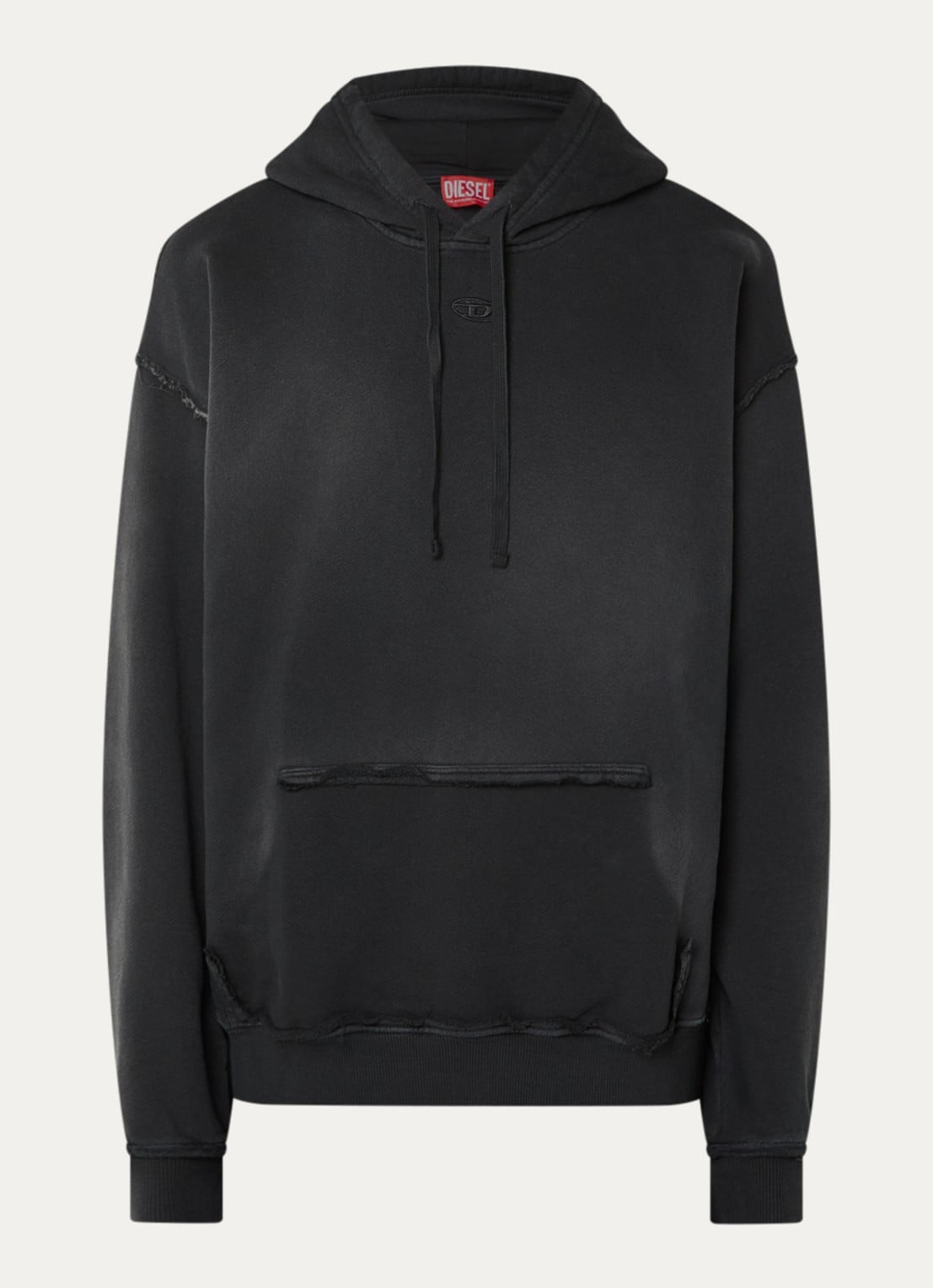 Diesel S-Pock-Hood hoodie met logoborduring - voorkant antraciet