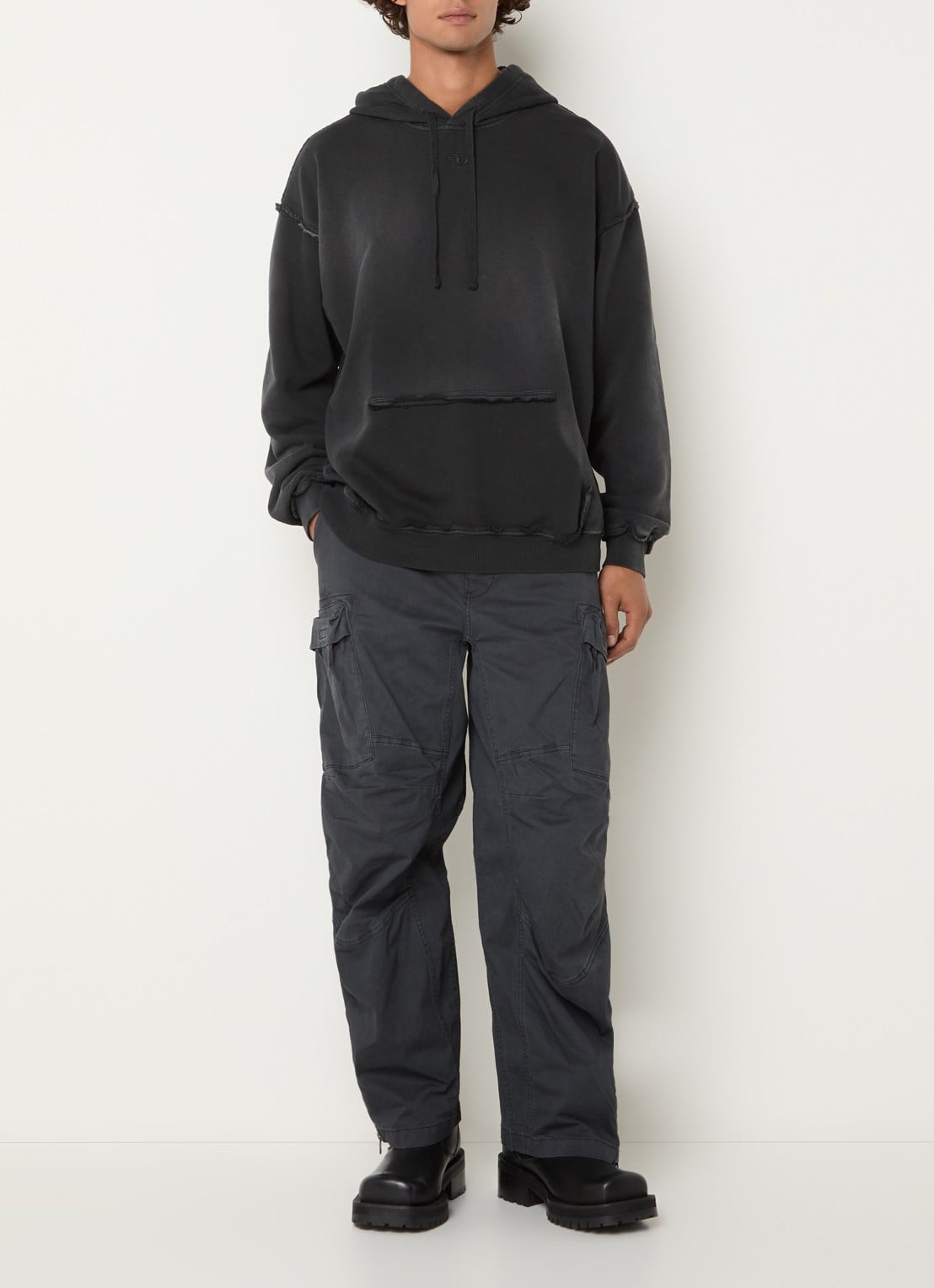 Diesel S-Pock-Hood hoodie met logoborduring - voorkant 2 antraciet