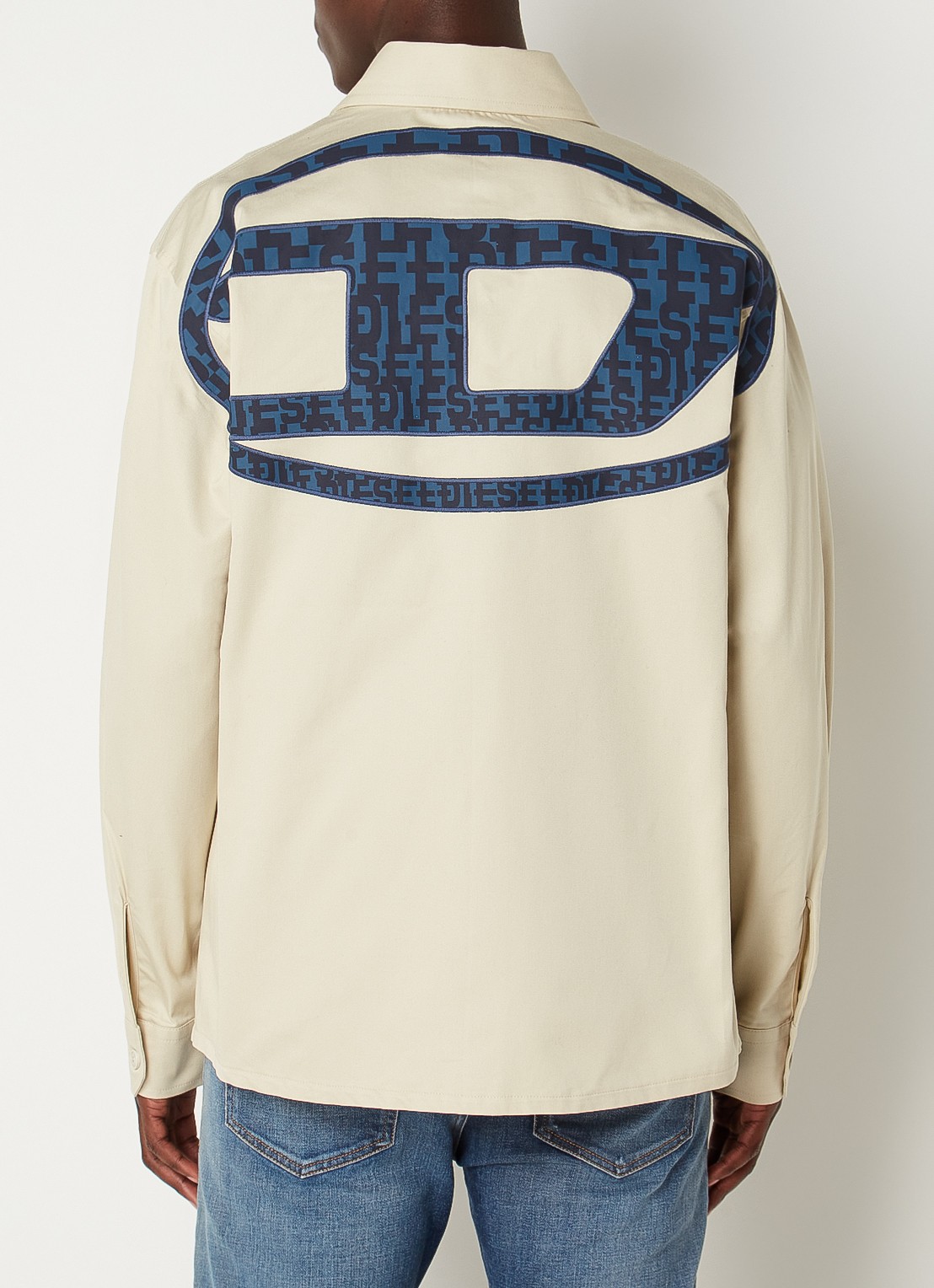Diesel S-SAFFEL-MON overshirt met logo- en backprint - detail 4 creme