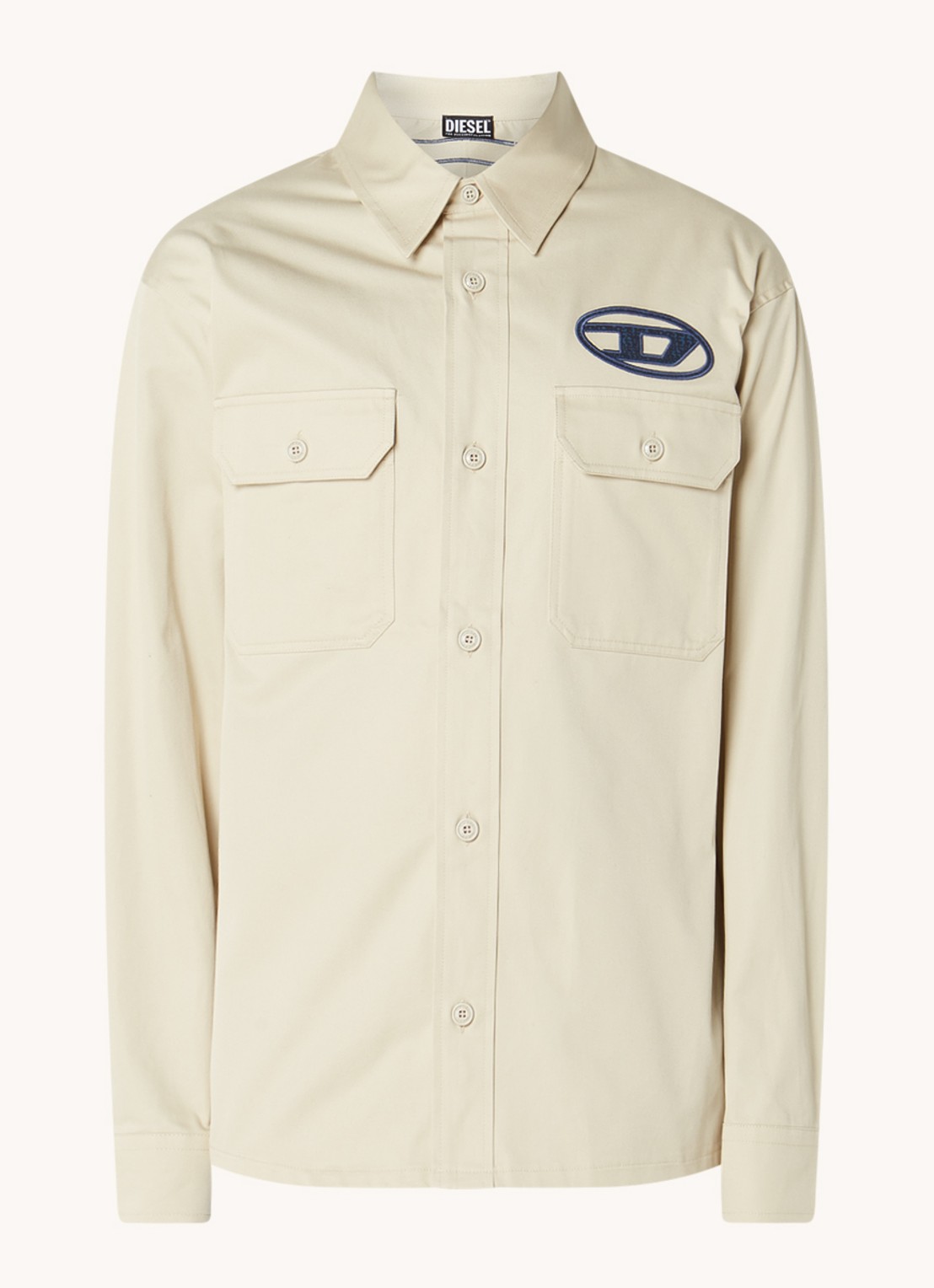 Diesel S-SAFFEL-MON overshirt met logo- en backprint - voorkant creme