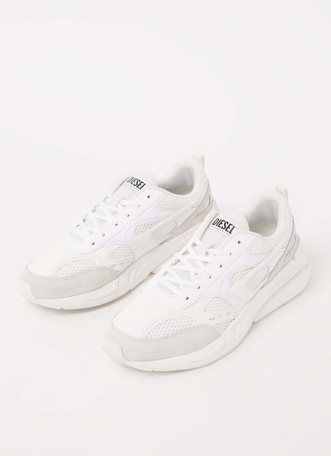 Diesel S-Serendipity Sport sneaker van mesh met suède details - detail 2 wit