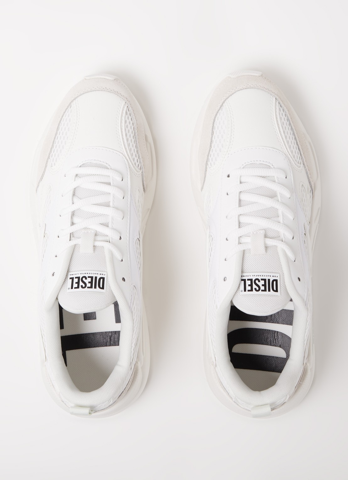 Diesel S-Serendipity Sport sneaker van mesh met suède details - detail 4 wit
