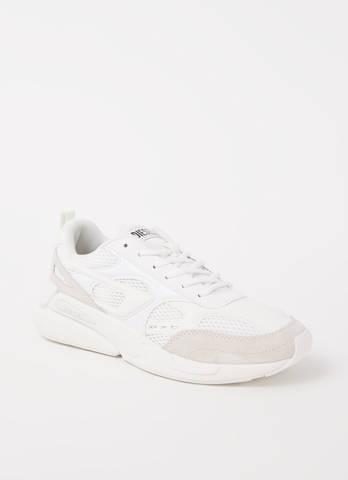 Diesel S-Serendipity Sport sneaker van mesh met suède details - voorkant wit
