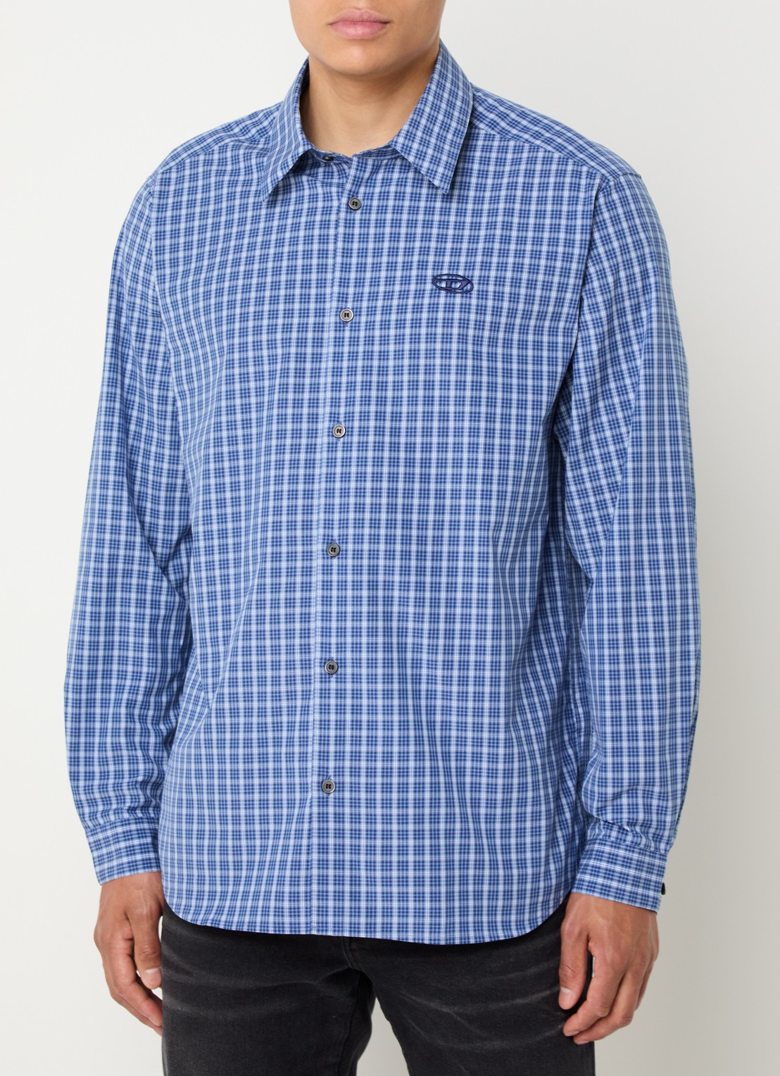 Diesel S-Simply-Dlbv regular fit overhemd met ruitdessin - detail 3 blauw