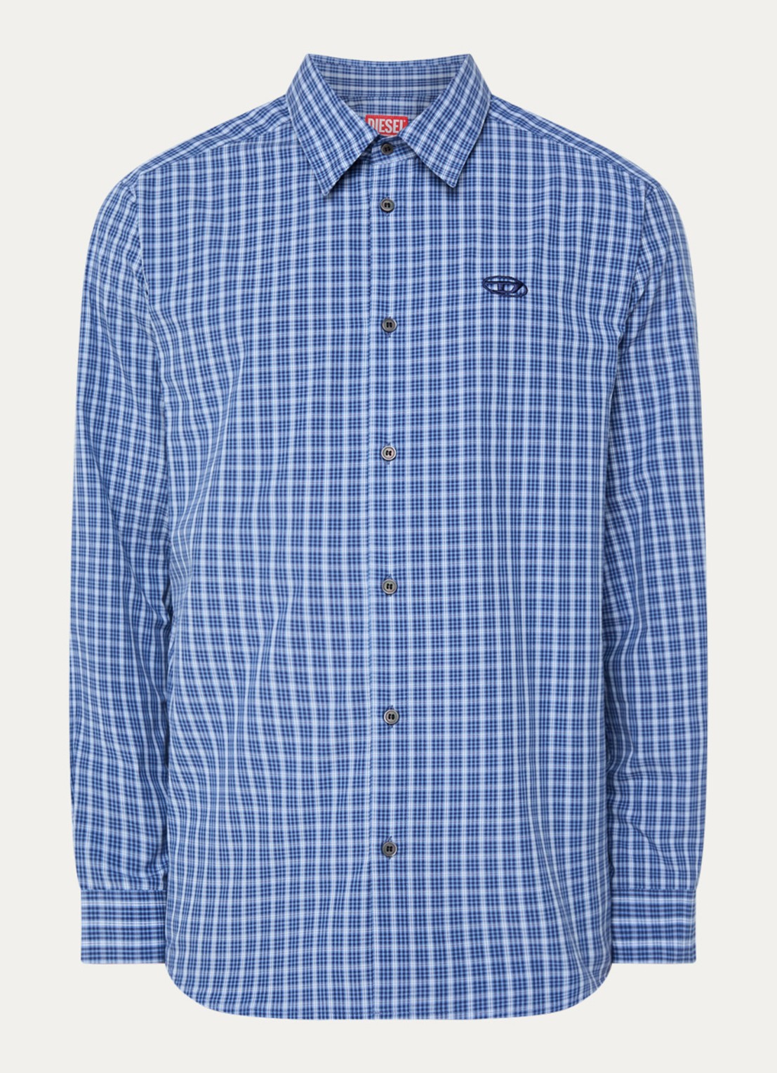 Diesel S-Simply-Dlbv regular fit overhemd met ruitdessin - voorkant blauw