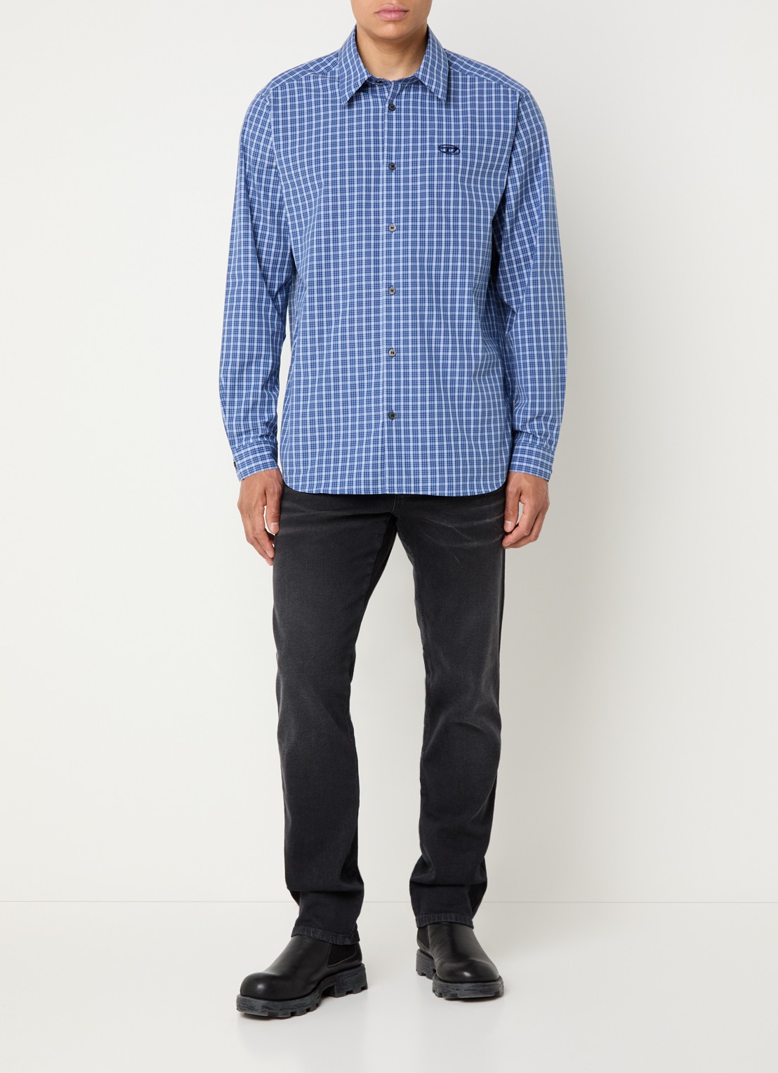 Diesel S-Simply-Dlbv regular fit overhemd met ruitdessin - voorkant 2 blauw