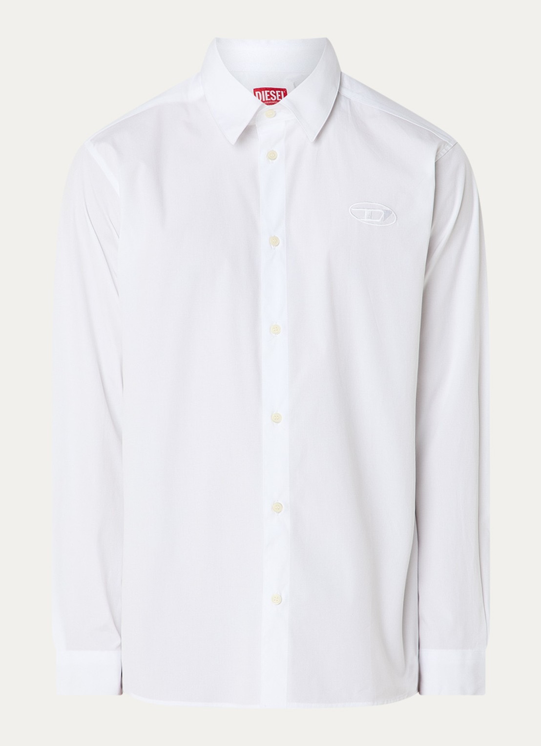 Diesel S-simply-GSBH regular fit overhemd met logoborduring - voorkant 2 wit