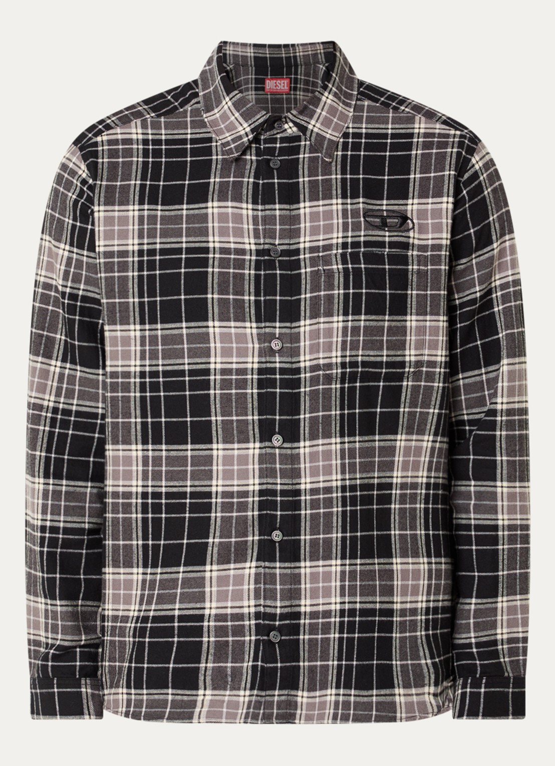 Diesel S-simply-HNBI overshirt met ruitdessin - voorkant 3 antraciet