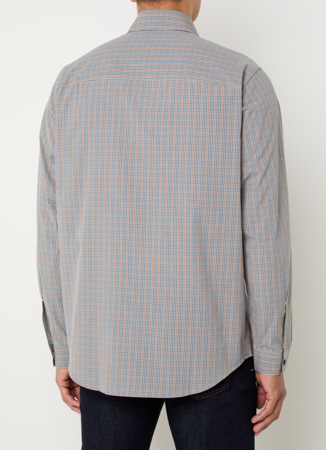 Diesel S-Simply regular fit overhemd met ruitdessin en logo - achterkant 3 blauw