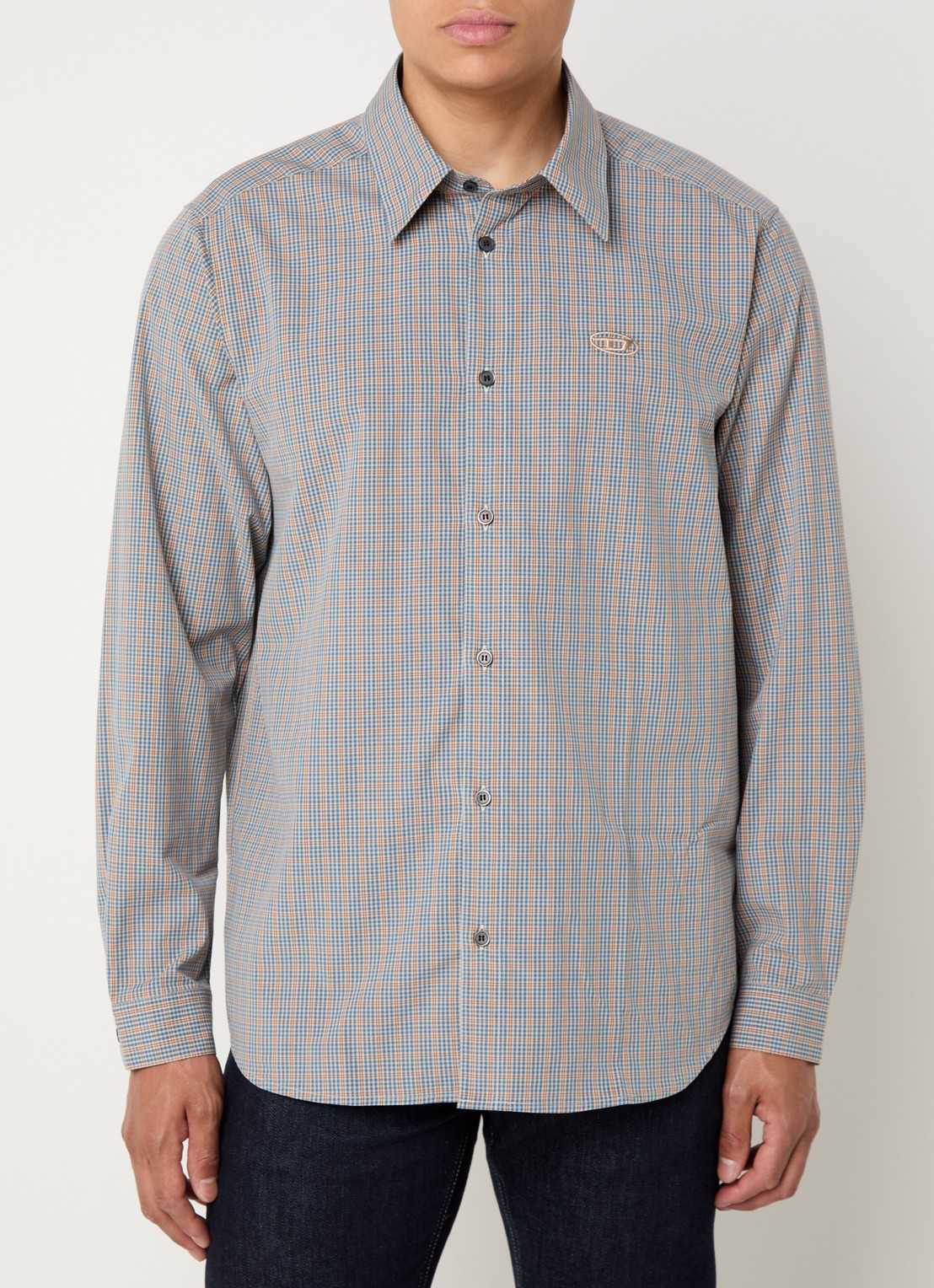 Diesel S-Simply regular fit overhemd met ruitdessin en logo - detail 4 blauw